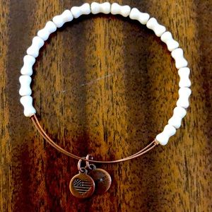 Alex and Ani copper tagged bone bead bracelet